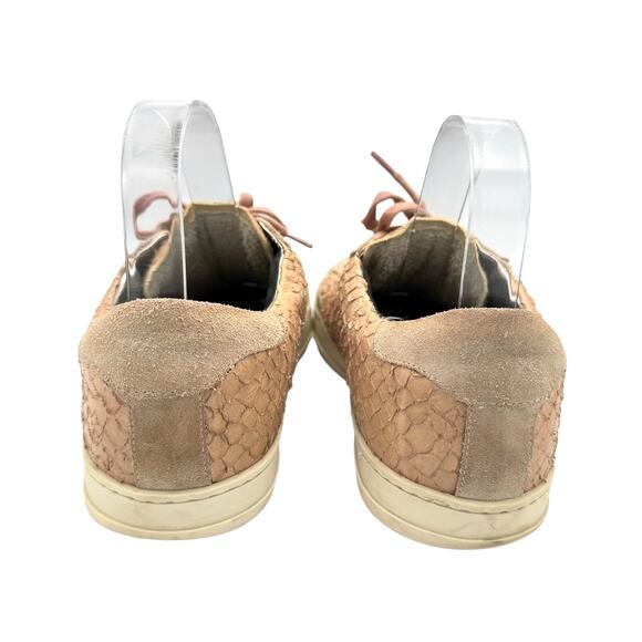 P448 John Textured Embossed Pink Python Snake Distressed Low Top Sneakers - Picture 5 of 11